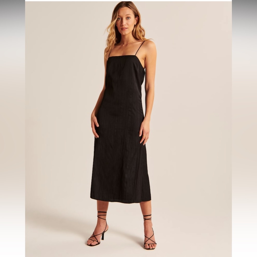 NWT Abercrombie & Fitch Crinkle Satin Midi Dress